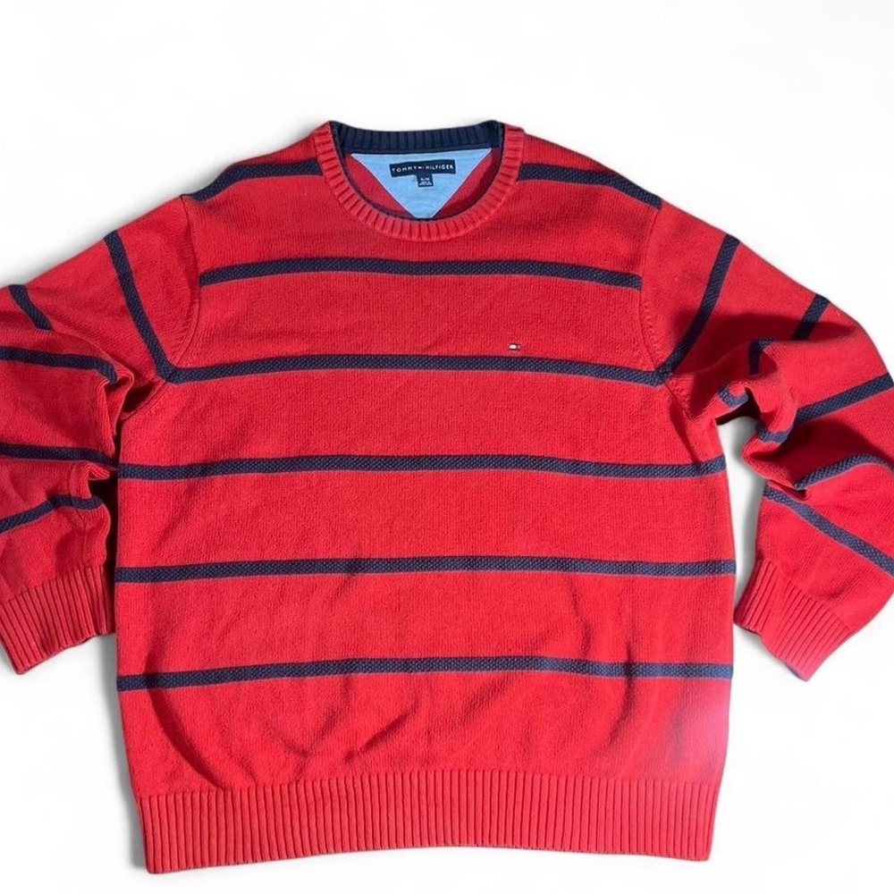 Tommy Hilfiger‎ Men's XL Red and Navy Crewneck Sweater